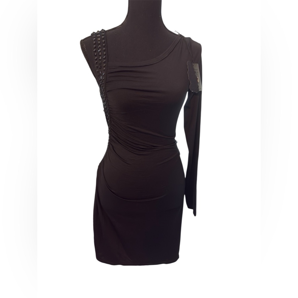 Black Asymmetrical One-Shoulder Bodycon Dress